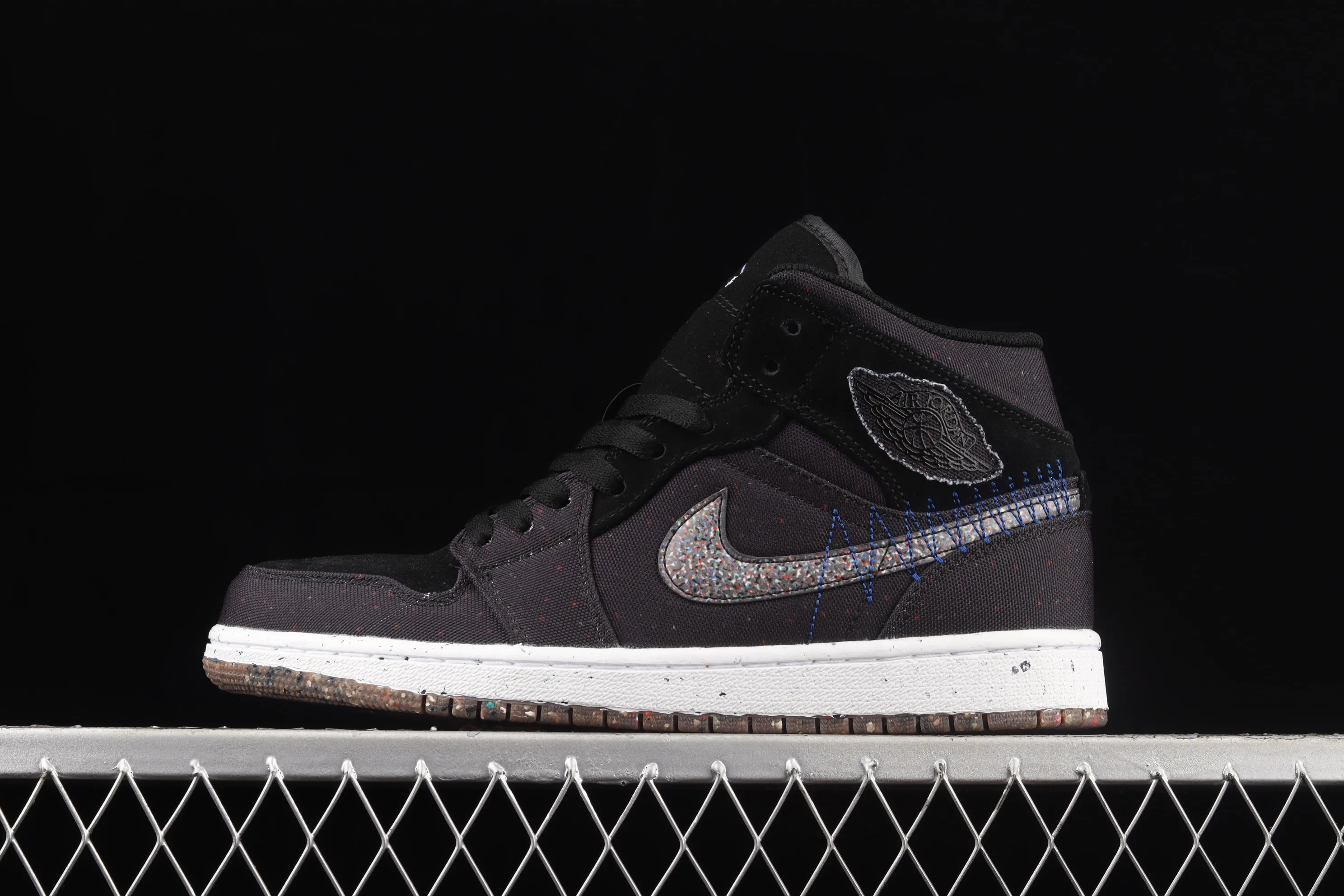 All categories Air Jordan Jordan series basketball shoes Air Jordan 1 Mid Air Jordan 1 Mid Crater AJ1 Joe 1 black multi-color racing blue Zhongbang basketball shoes DM3529-001